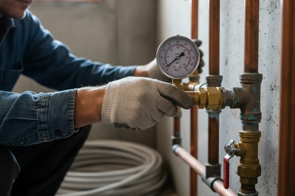 Pressure testing a repaired line during Water Line Repair in Sandwich